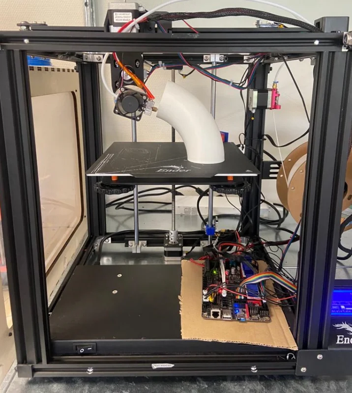 Ender 5 Pro with retrofit RW2 print-head, executing a large print